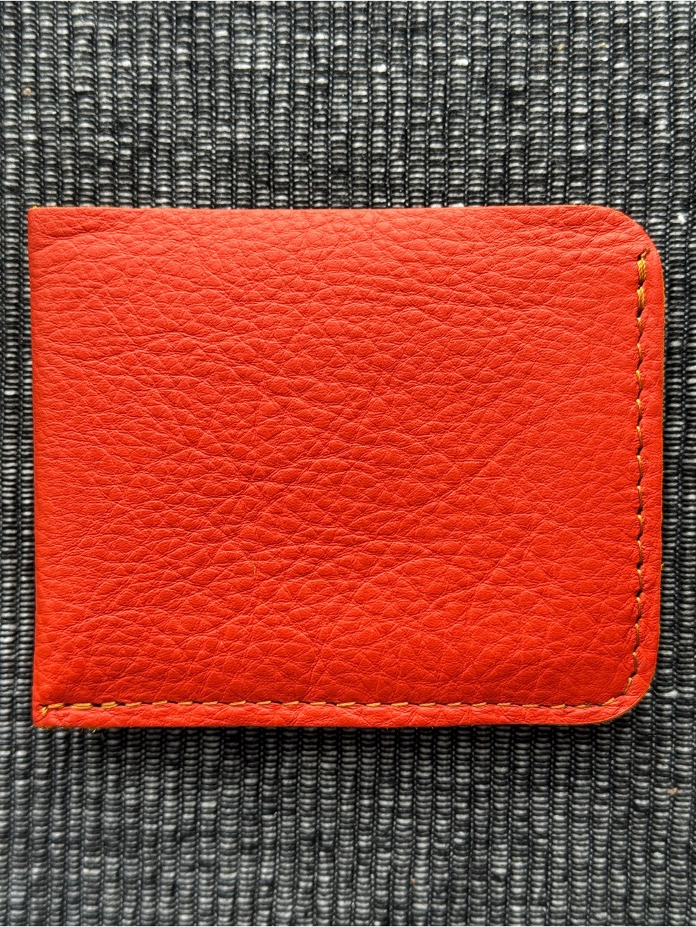 Handmade Orange Leather Bifold Wallet Card Holder Made in Thailand